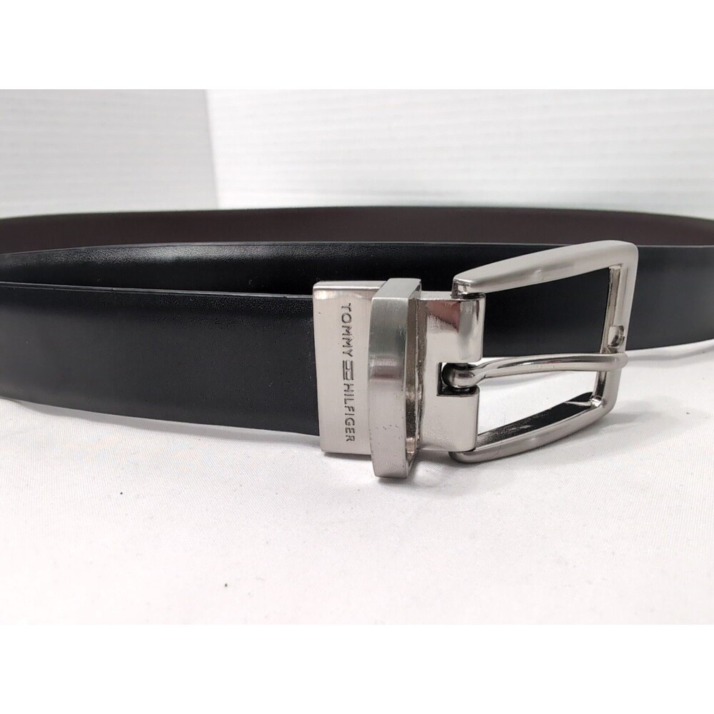 TOMMY HILFIGER BLACK & BROWN REVERSIBLE Buckle Belt MENS Size 44